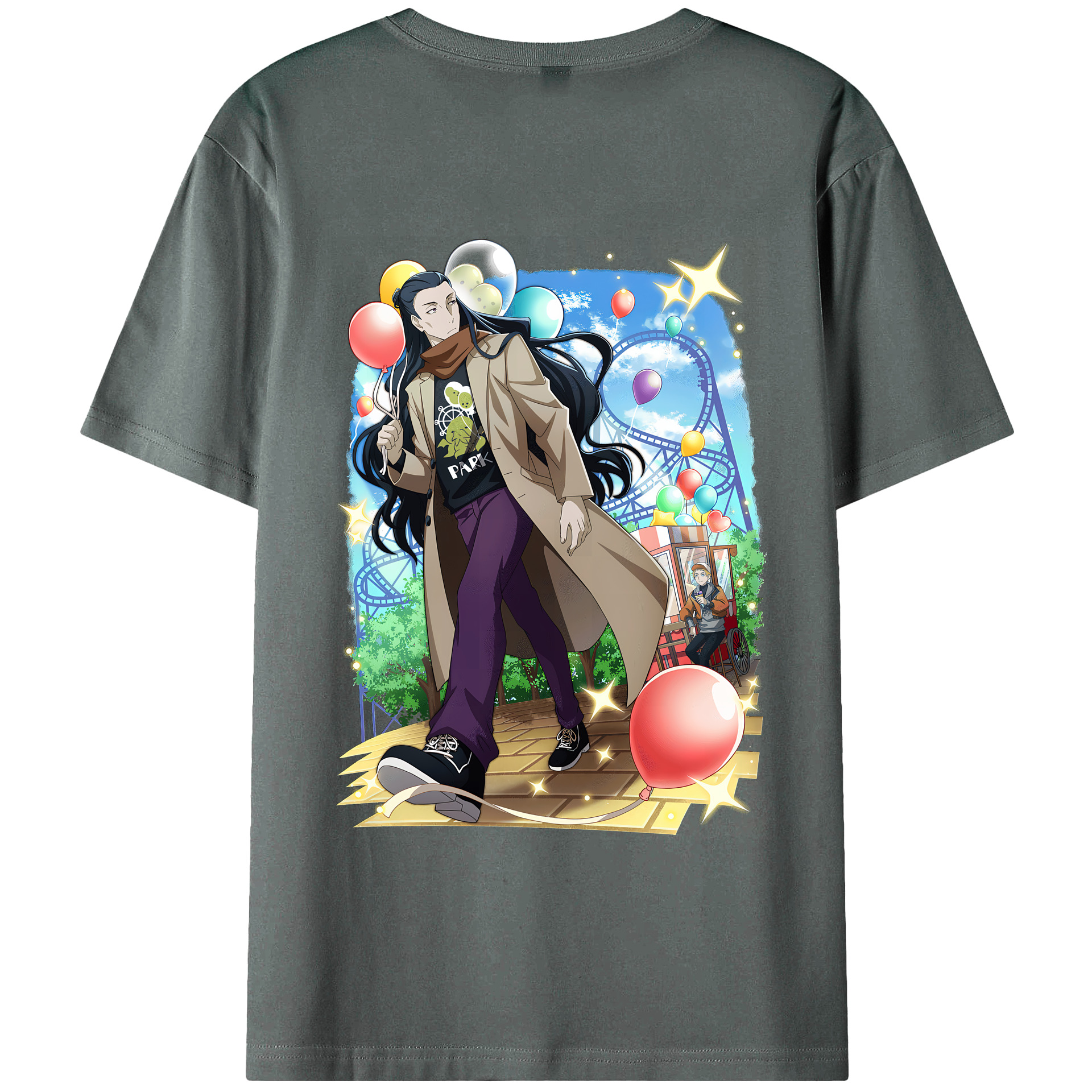 （画像用） 文豪ストレイドッグス Bungo Stray Dogs 綿100％ メンズ半袖Tシャツ（バックプリント） 通気性